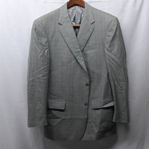 Murano 43R | 44R Green Gray Check 2‎ Button Blazer Suit Jacket Sport Coat